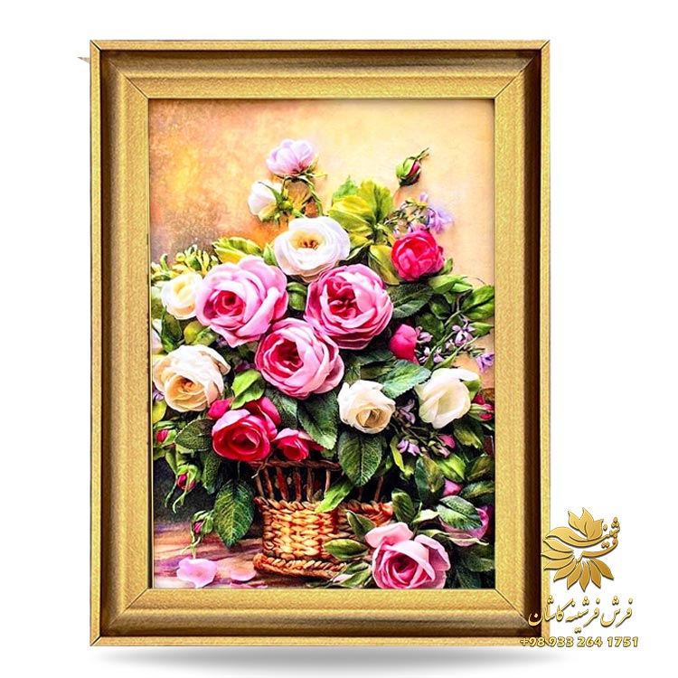 تابلو فرش گلدان صورتی