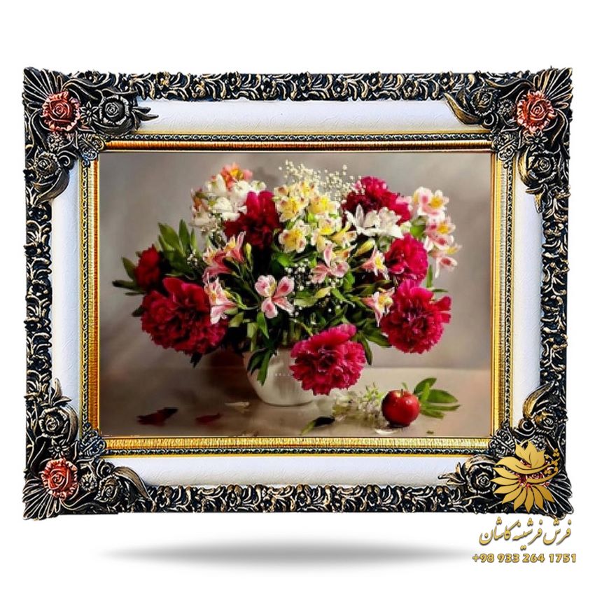 تابلو فرش گل قرمز