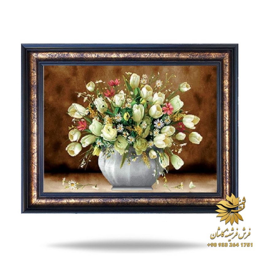 تابلو فرش گل سفید