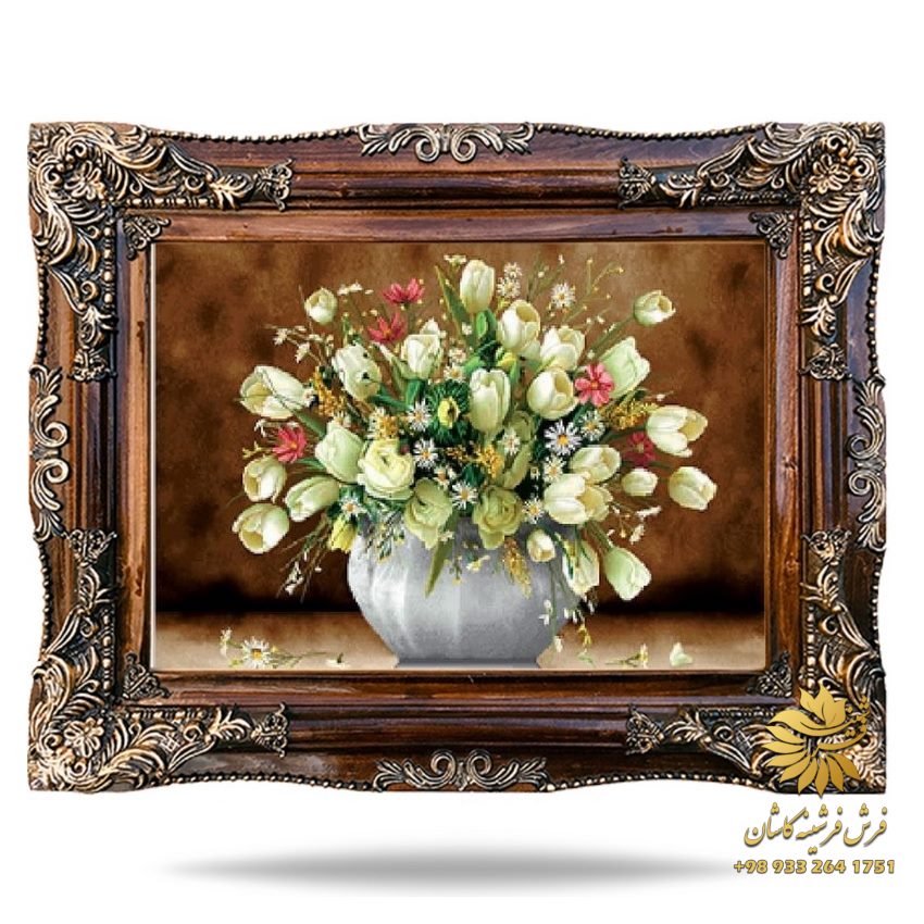 تابلو فرش گلدان گل