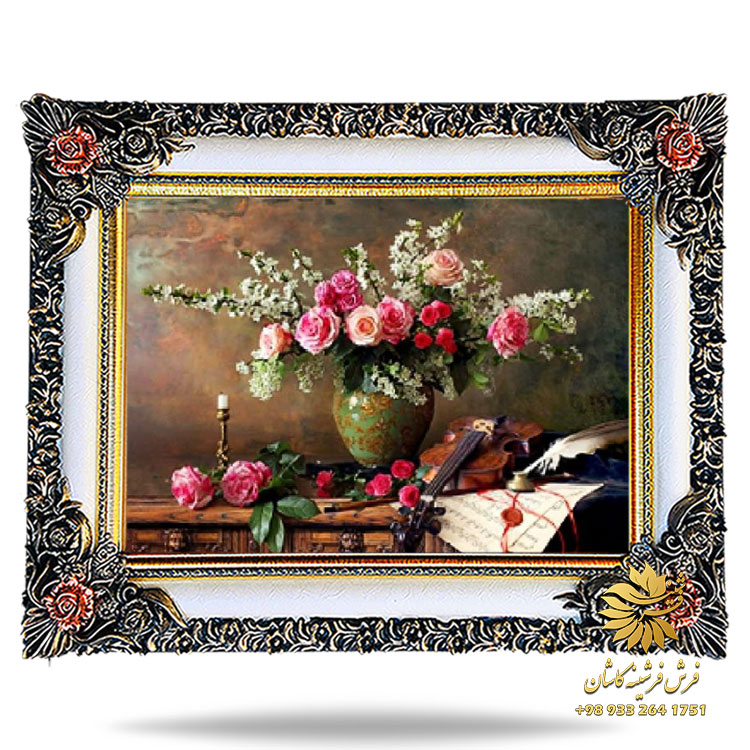 تابلوفرش گل و گلدان