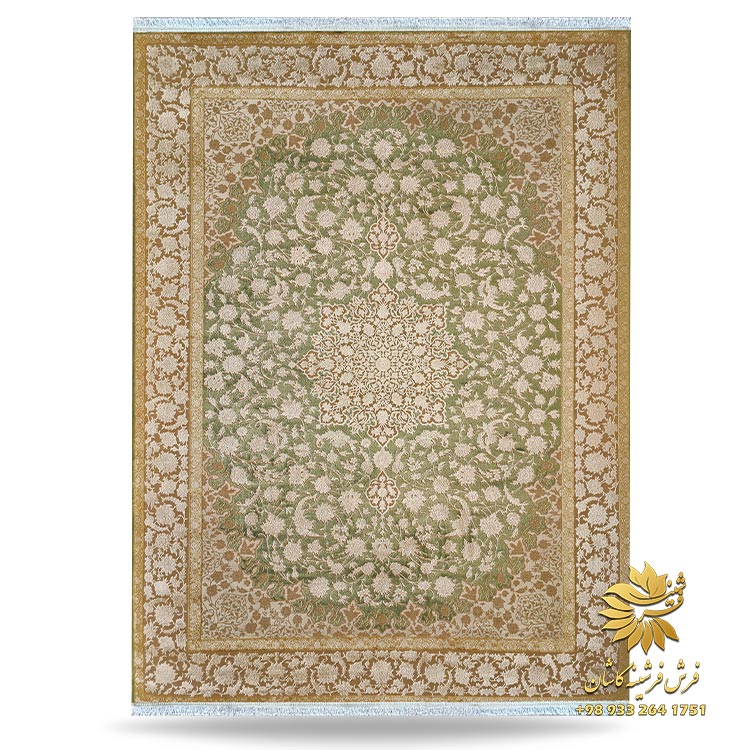 فرش سبز طلاکوبی