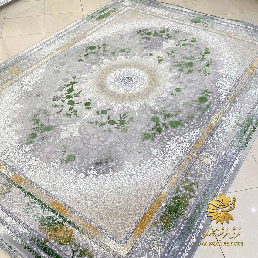 فرش طوسی سبز مدرن
