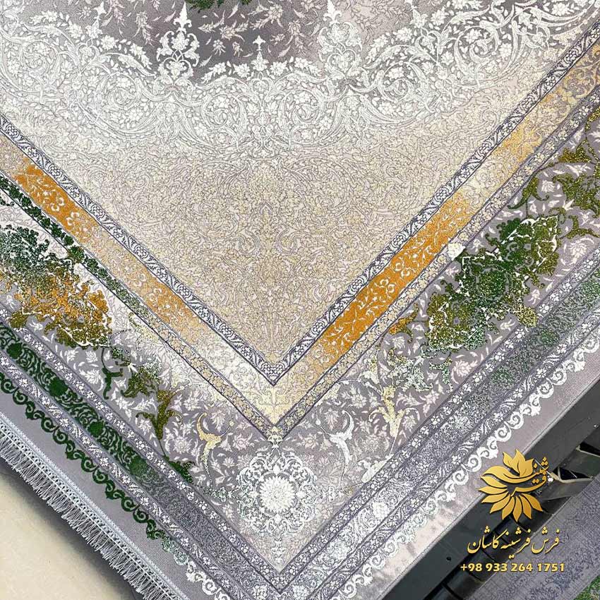 فرش طوسی سبز مدرن