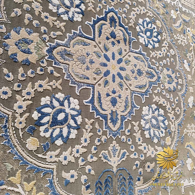 فرش طوسی آبی
