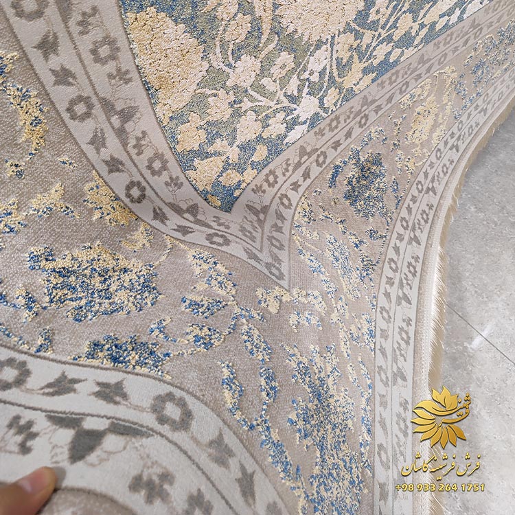 فرش آبی طلاکوبی