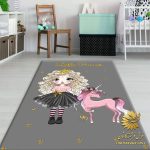 فرش دخترانه طوسی